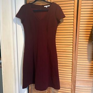 Boden Aline Ottoman women’s short sleeve fit and flare size 8 maroon Dress